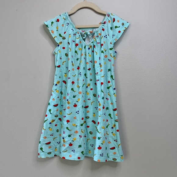 HANNA ANDERSSON Girls Fruit Dress 130 8 Cotton Summer Watermelon Girl Slipover - Picture 2 of 8